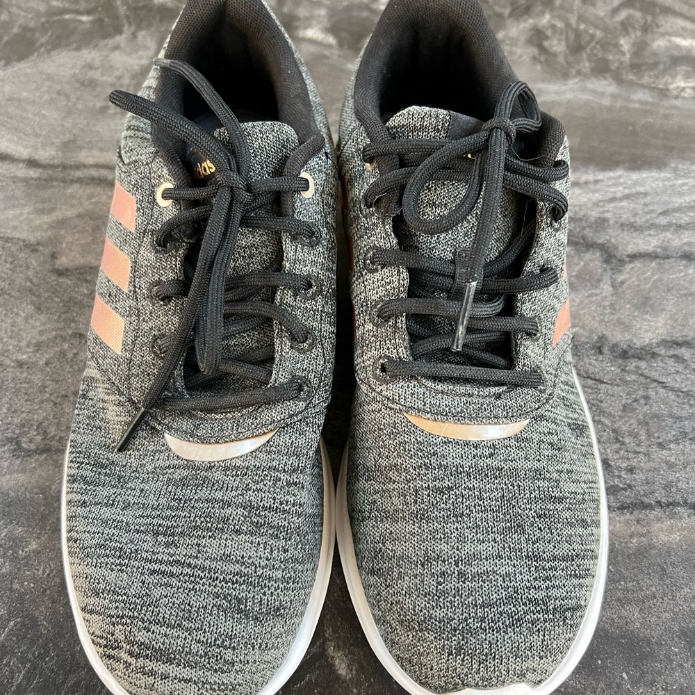 Adidas Black Cloudfoam Sneakers NWOT Rose Gold stripes